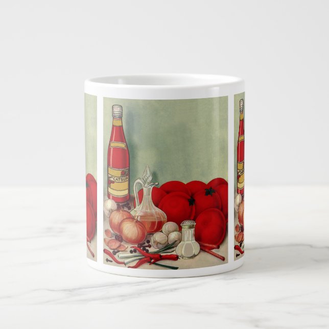 Taza De Café Gigante Pimientos de tomate de comida italiana de cosecha (Frente)
