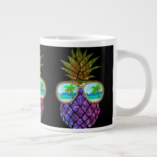 Taza De Café Gigante Piña tropical rosa púrpura