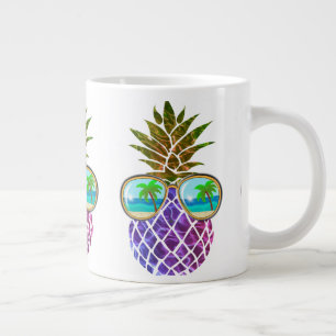 Taza De Café Gigante Piña tropical rosa púrpura