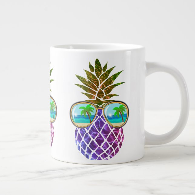 Taza De Café Gigante Piña tropical rosa púrpura (Derecha)