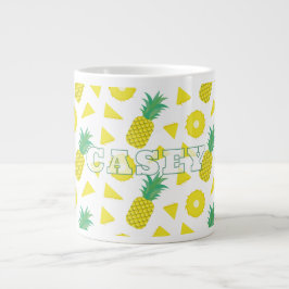Taza De Café Gigante Pineapple Yellow Green Fruit Pattern Modern