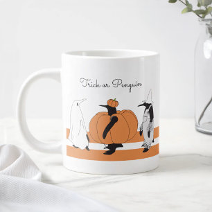 Taza De Café Gigante Pingüino de calabaza personalizado divertido Hallo