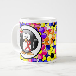 Taza De Café Gigante Pingüino de cinta roja de conciencia