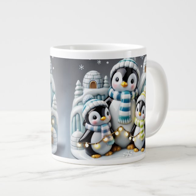 Taza De Café Gigante Pingüino de Navidades de música de Navidades 3D (Derecha)