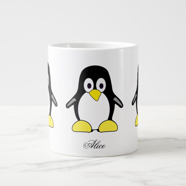 Taza De Café Gigante Pingüino personalizado lindo tazón de café (Frente)