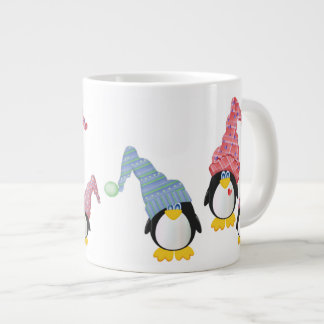 Taza De Café Gigante Pingüinos con los gorras