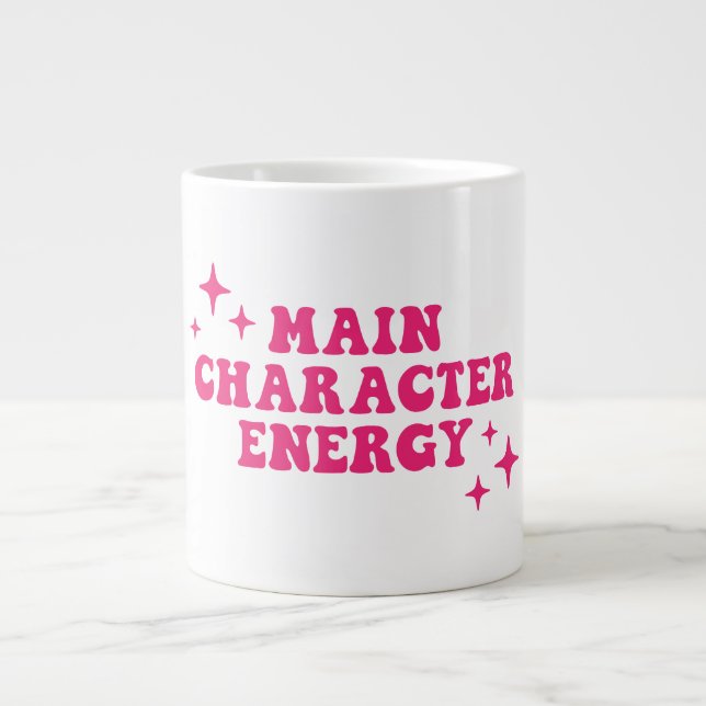 Taza De Café Gigante Pink de energía de carácter principal (Frente)