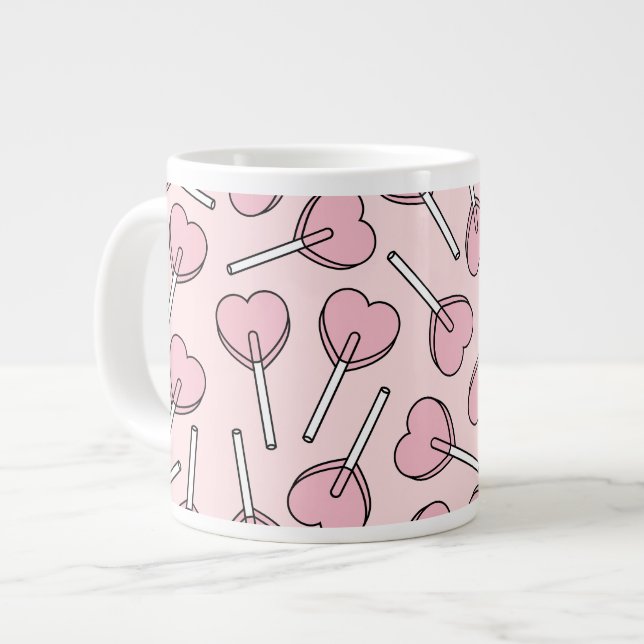 Taza De Café Gigante Pink Lollipops, Heart Lollipops, Lollipop Pattern (Izquierda)