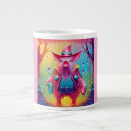 Taza De Café Gigante Pink Pig The Cowboy