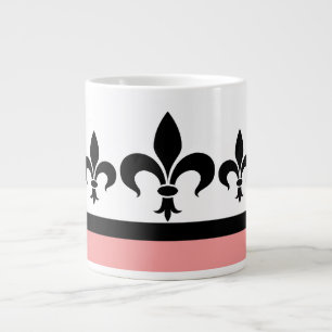 Taza De Café Gigante Pink Swanky Fleur De Lis Jumbo Mug