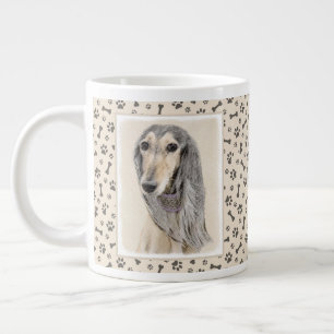 Taza De Café Gigante Pintado Saluki (Amanecer) - Arte Perro Original Cu