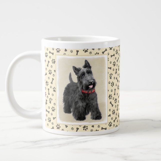 Taza De Café Gigante Pintado Terrier Escocés - Arte Perro Original (Izquierda)