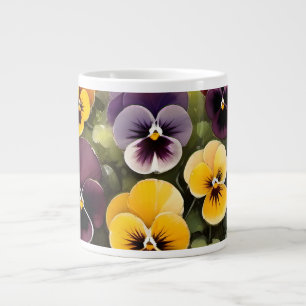 Taza De Café Gigante Pintura acuarela de tonos amarillos y morados