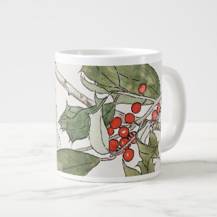 Taza De Café Gigante Pintura al acuarela de acebo, Hannah Borger Overbe