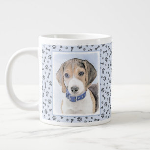 Taza De Café Gigante Pintura Beagle - Arte Perro Original Cuto