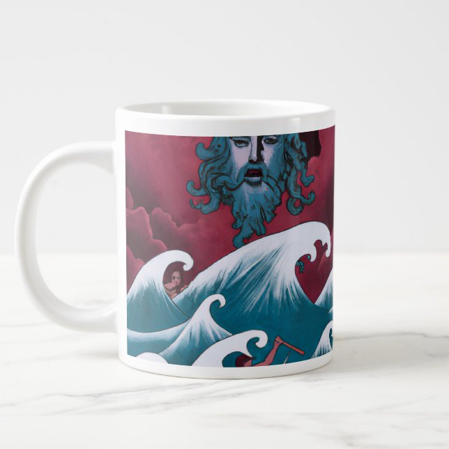 Taza De Café Gigante Pintura de aceite de Crimson Neptune (Izquierda)