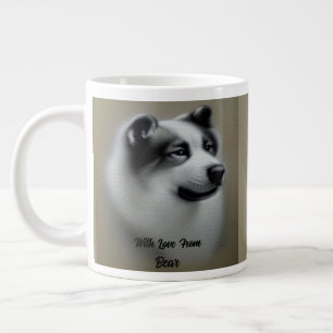 Taza De Café Gigante Pintura de aceite estilo cosecha Akita estadounide