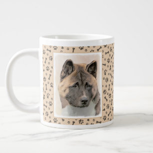 Taza De Café Gigante Pintura de Akita - Arte de Perro Original.