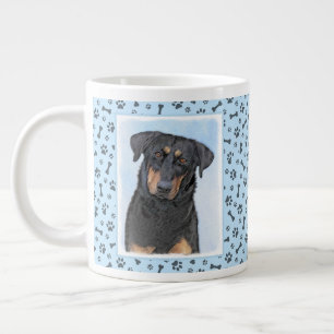 Taza De Café Gigante Pintura de Beauceron - Arte de perros original y b