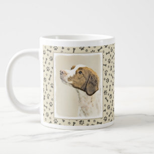 Taza De Café Gigante Pintura de Bretaña - Arte de perros original y bon