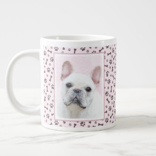 Taza De Café Gigante Pintura de Bulldog francés (crema/blanco) - Arte d