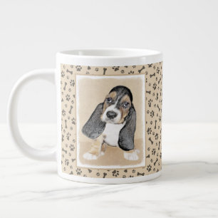 Taza De Café Gigante Pintura de cachorro de abeja de Basset - Arte Perr