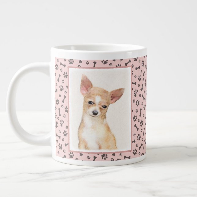 Taza De Café Gigante Pintura de Chihuahua - Arte Perro Original. (Izquierda)