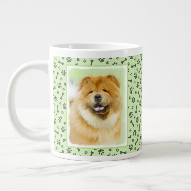 Taza De Café Gigante Pintura de Chow Chow - Arte Perro Original. (Izquierda)