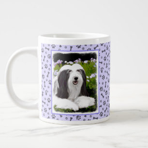 Taza De Café Gigante Pintura de color con barba - Arte de perro origina