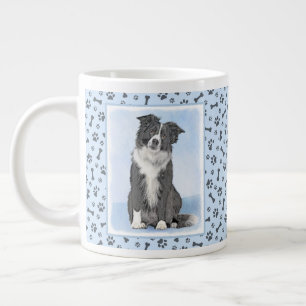 Taza De Café Gigante Pintura de color de borde - Arte de perro original