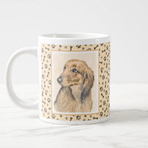 Taza De Café Gigante Pintura de Dachshund (de cabello largo) - Arte Per