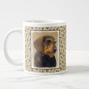 Taza De Café Gigante Pintura de Dachshund (Pelo duro) Arte original de