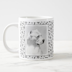 Taza De Café Gigante Pintura de Dogo Argentino - Arte original del perr