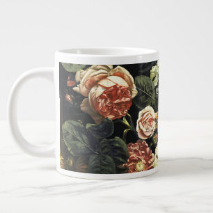 Taza De Café Gigante Pintura de época con vida con flores