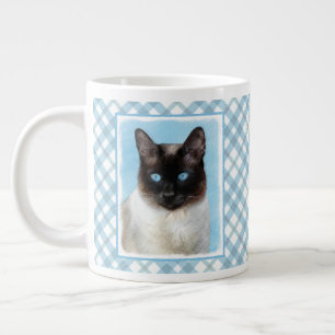 Taza De Café Gigante Pintura de gato siamés Arte animal original
