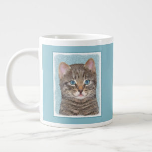 Taza De Café Gigante Pintura de gatos en la mesa gris - Arte de gatos o