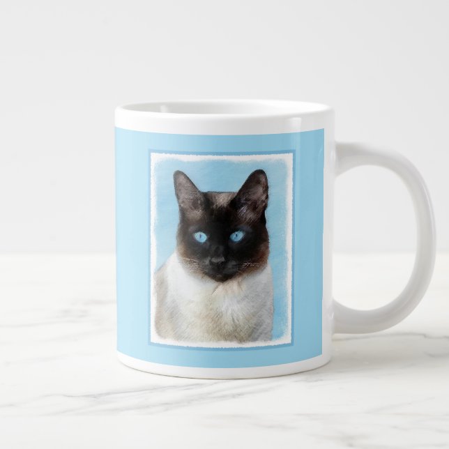 Taza De Café Gigante Pintura de gatos siamesa - Arte de gatos original  (Derecha)