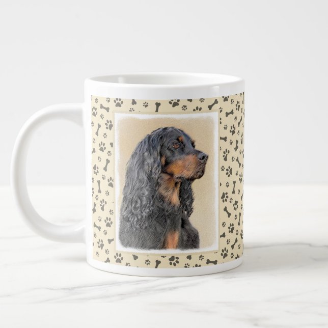 Taza De Café Gigante Pintura de Gordon Setter - Arte de Perro Original. (Izquierda)