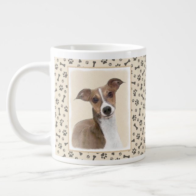 Taza De Café Gigante Pintura de Greyhound italiana - Arte Perro Origina (Izquierda)