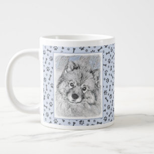 Taza De Café Gigante Pintura de Keeshond Beth - Arte de Perro Original.