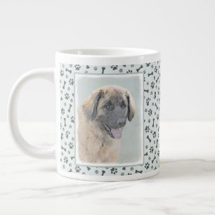 Taza De Café Gigante Pintura de Leonberger - Arte de Perro Original.