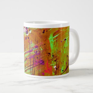 Taza De Café Gigante Pintura de mancha de abstrato verde neón colorida