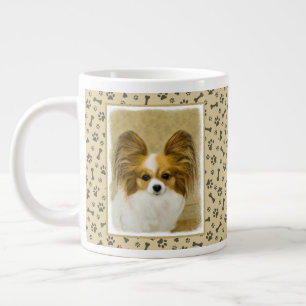 Taza De Café Gigante Pintura de Papillon (Hound Tri) - Arte original de