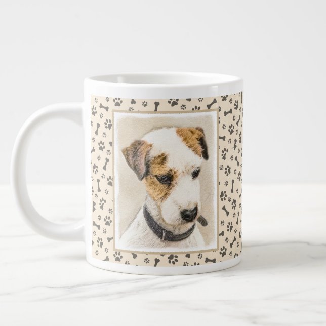 Taza De Café Gigante Pintura de Parson Jack Russell Terrier - Arte de P (Izquierda)