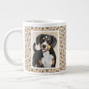 Taza De Café Gigante Pintura de perro de la montaña Entlebucher - Arte 