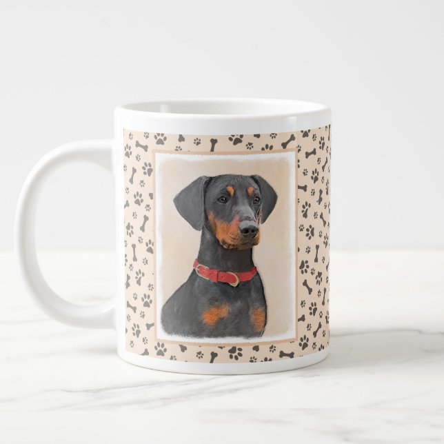 Taza De Café Gigante Pintura de Pinscher original de arte animal (Izquierda)