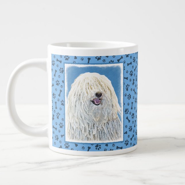 Taza De Café Gigante Pintura de puli - Arte de perro original lindo (Izquierda)