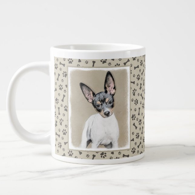 Taza De Café Gigante Pintura de Rat Terrier - Arte Perro Original. (Izquierda)
