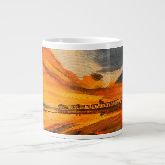 Taza De Café Gigante Pintura de Scripps Pier, La Jolla, CA (Frente)