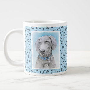 Taza De Café Gigante Pintura de Weimaraner - Arte de Perro Original.